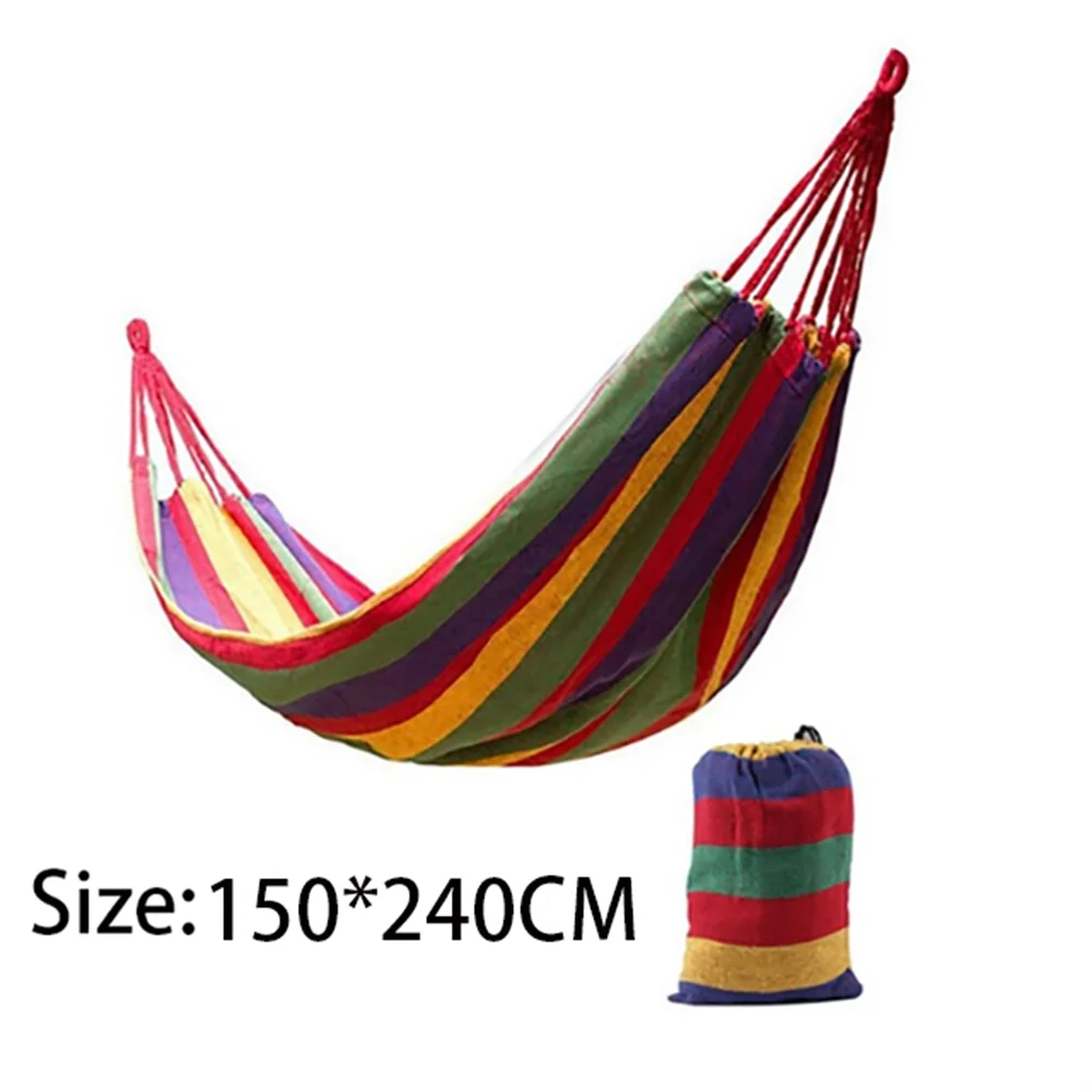 Colorful Double Hammock 2-Person Canvas Cotton Hammock with Tree Straps for Patio, Garden, Backyard, Outdoor & Indoor (Red and Blue)