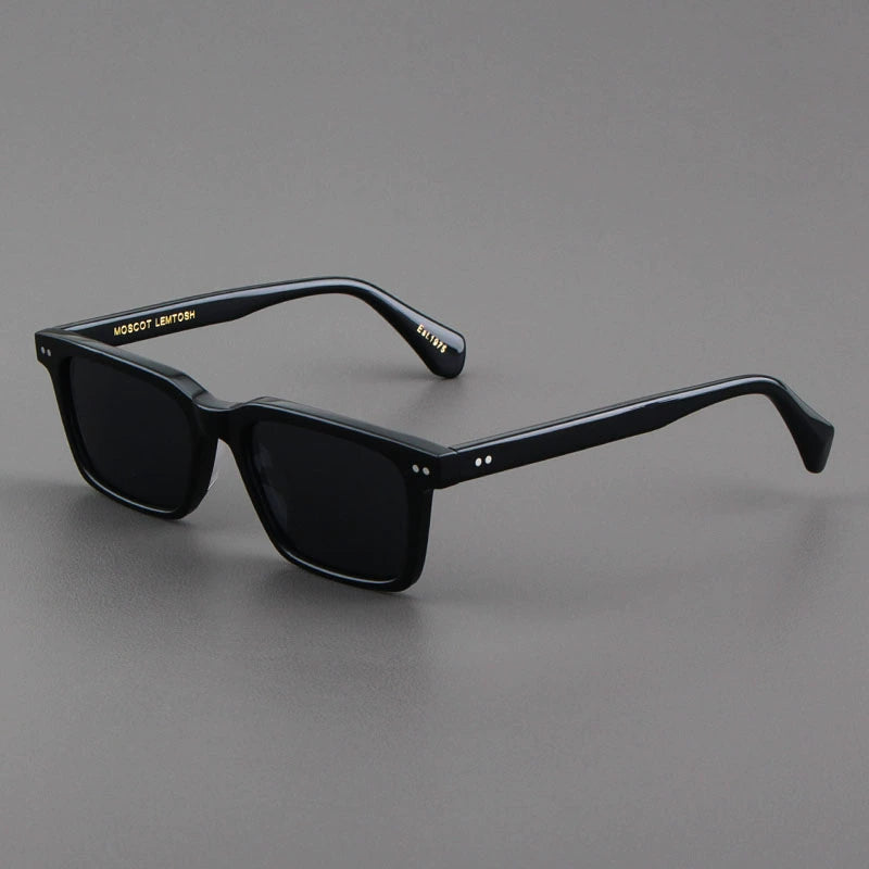 RETRO MATTE BLACK UVA & UVB POLARIZED SQUARE-RIMMED SUNGLASSES