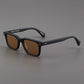 RETRO MATTE BLACK UVA & UVB POLARIZED SQUARE-RIMMED SUNGLASSES