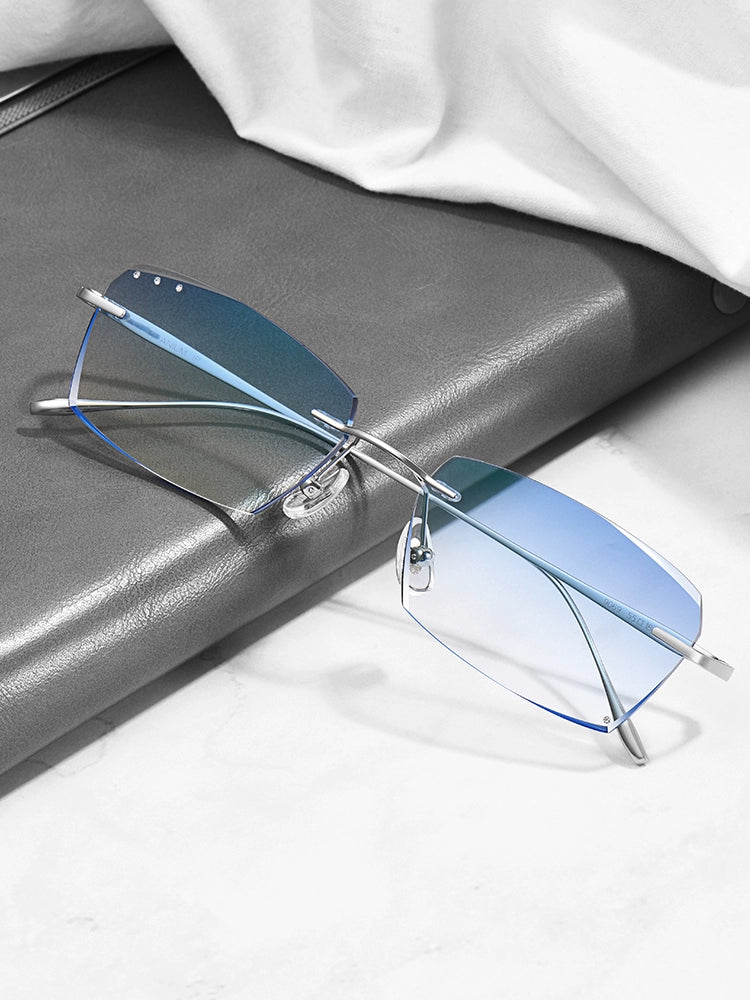 BLUE LIGHT COLOR-CHANGING TITANIUM FRAMELESS GLASSES FOR MYOPIA