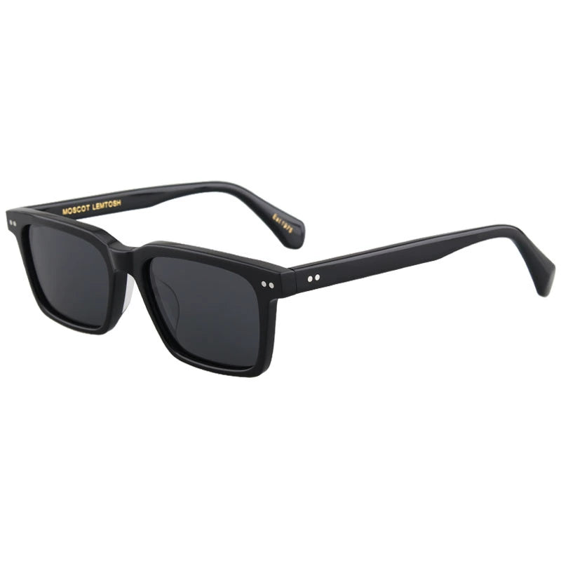 RETRO MATTE BLACK UVA & UVB POLARIZED SQUARE-RIMMED SUNGLASSES