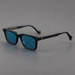 RETRO MATTE BLACK UVA & UVB POLARIZED SQUARE-RIMMED SUNGLASSES