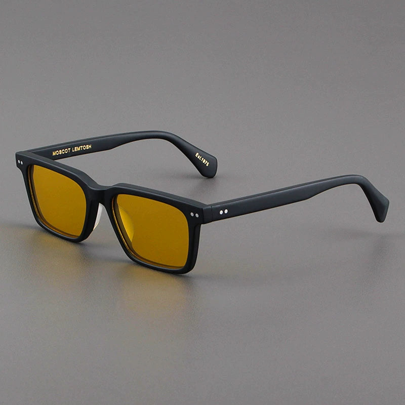 RETRO MATTE BLACK UVA & UVB POLARIZED SQUARE-RIMMED SUNGLASSES