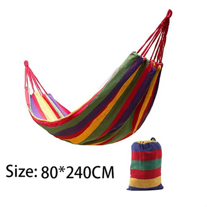 Colorful Double Hammock 2-Person Canvas Cotton Hammock with Tree Straps for Patio, Garden, Backyard, Outdoor & Indoor (Red and Blue)