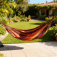 Colorful Double Hammock 2-Person Canvas Cotton Hammock with Tree Straps for Patio, Garden, Backyard, Outdoor & Indoor (Red and Blue)
