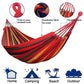 Colorful Double Hammock 2-Person Canvas Cotton Hammock with Tree Straps for Patio, Garden, Backyard, Outdoor & Indoor (Red and Blue)