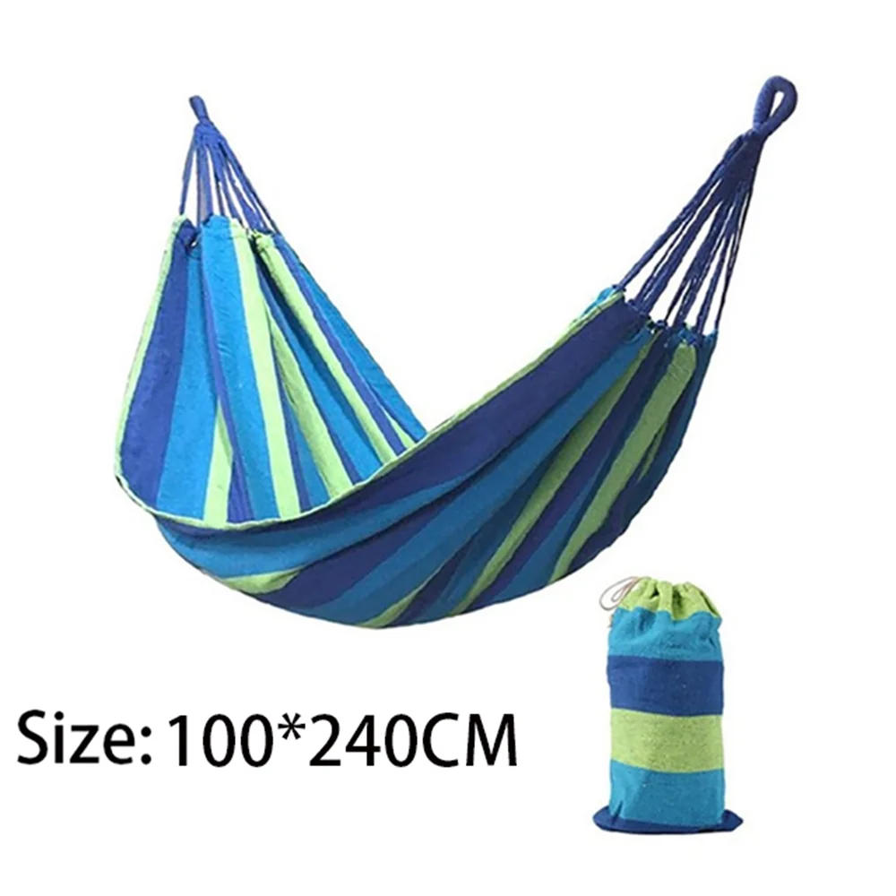 Colorful Double Hammock 2-Person Canvas Cotton Hammock with Tree Straps for Patio, Garden, Backyard, Outdoor & Indoor (Red and Blue)