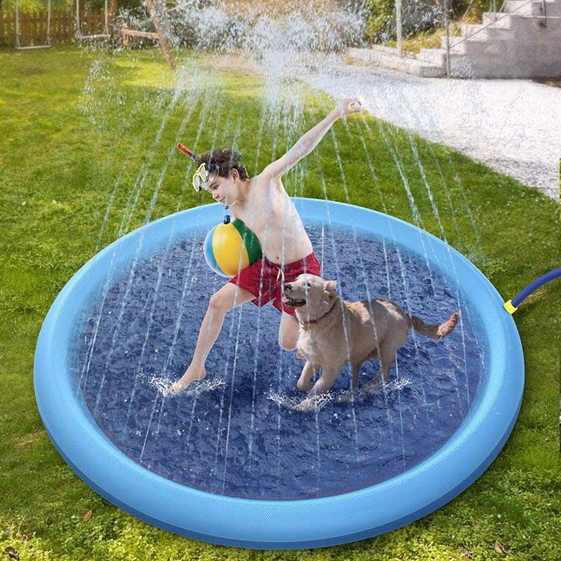 ECO-FRIENDLY INFLATABLE PLAY PAD AND SPRINKLER MAT