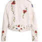 WOMEN'S EMBROIDERED FAUX LEATHER & SUEDE JACKET