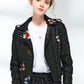 WOMEN'S EMBROIDERED FAUX LEATHER & SUEDE JACKET
