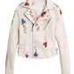 WOMEN'S EMBROIDERED FAUX LEATHER & SUEDE JACKET